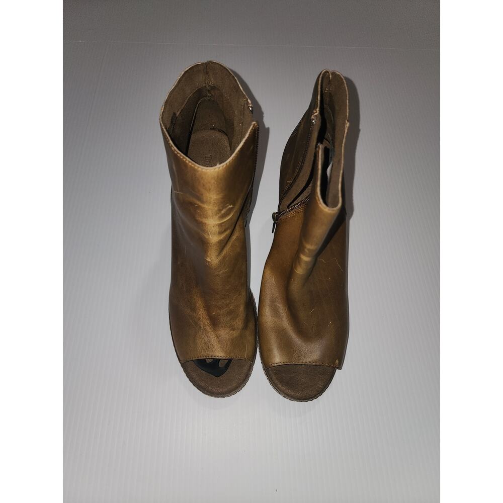 Timberland Open Toe Ankle Booties Wheat Tan Sz 10 Leather